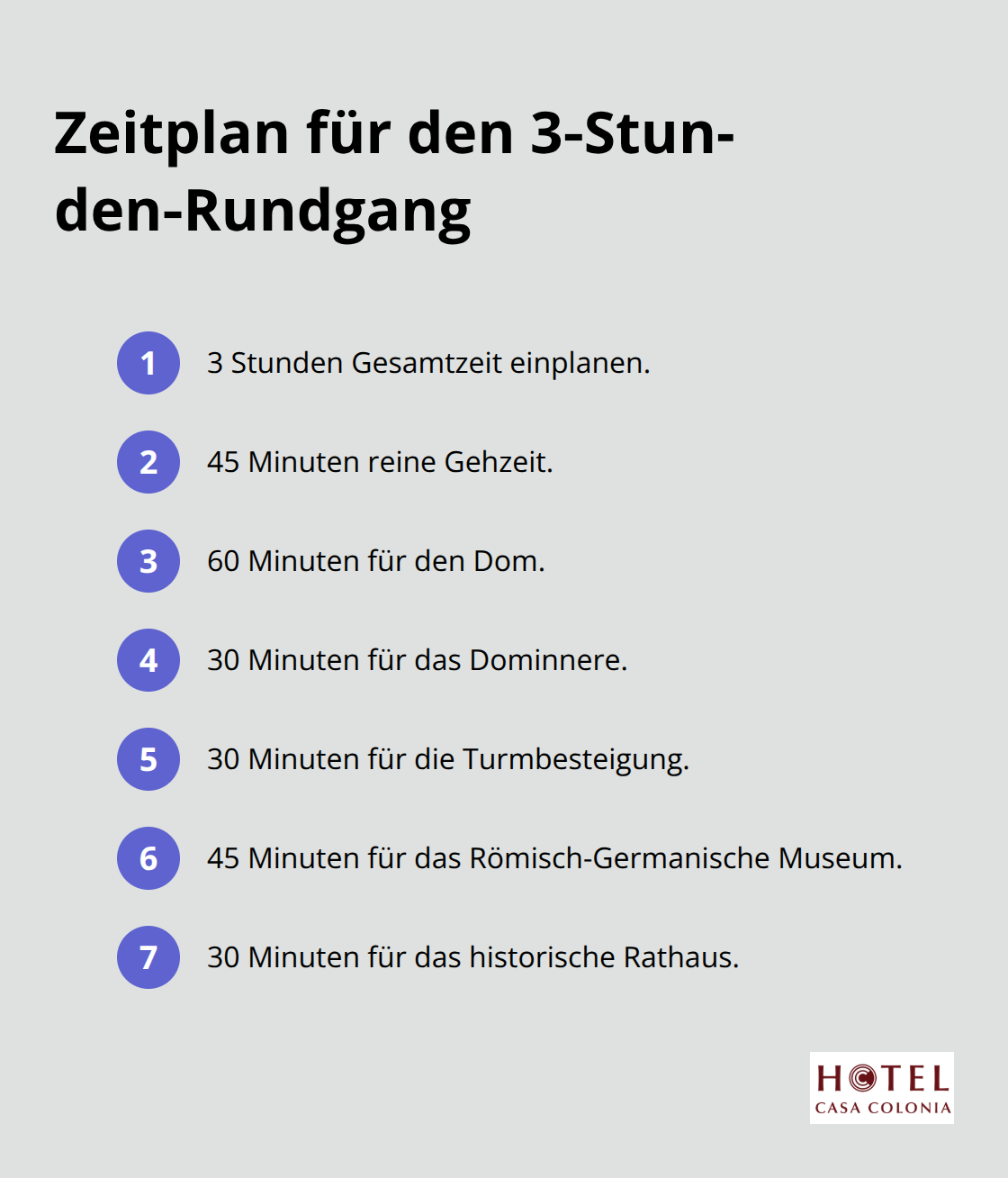 Kompakter Zeitplan für deinen Köln-Spaziergang