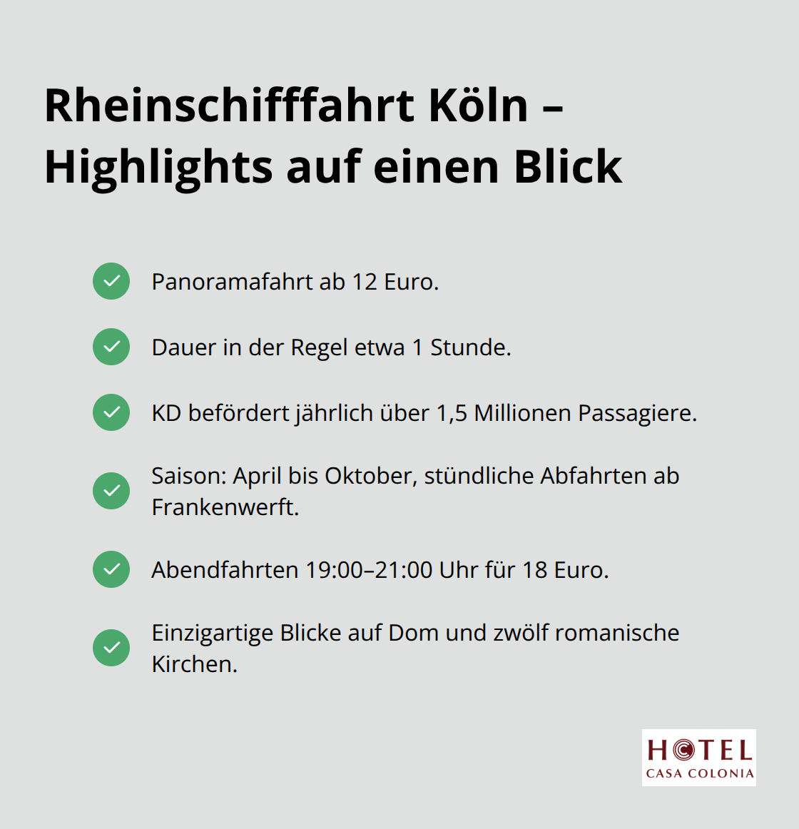 Wichtige Eckdaten zur Rheinschifffahrt in Köln - sehenswürdigkeiten köln top 10